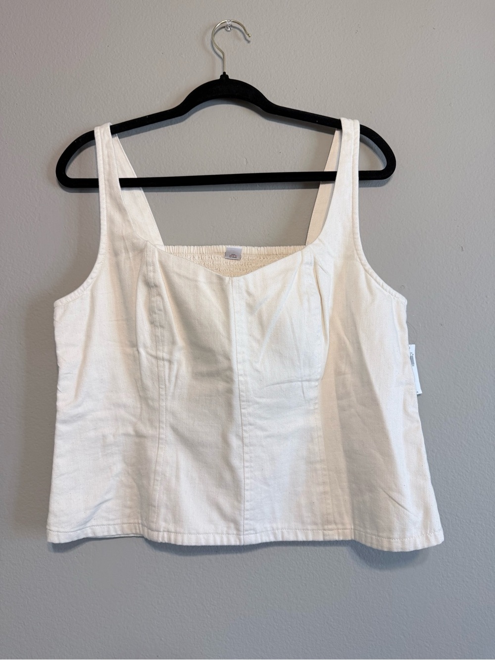 100% Cotton Cream Square-Neck Tank Top